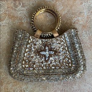 Gold and silver beaded purse